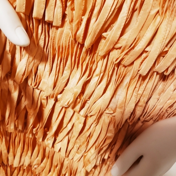 CALYPSO St.Barth Peach Silk Fringe Slip Dress- Vintage-NEW-XS - Picture 2 of 9